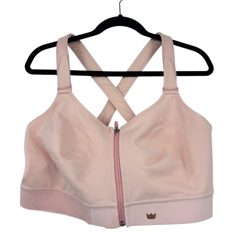 SHEFIT Ultimate Sports Bra Womens 5Luxe Pink High Impact Front Zip Adjustable